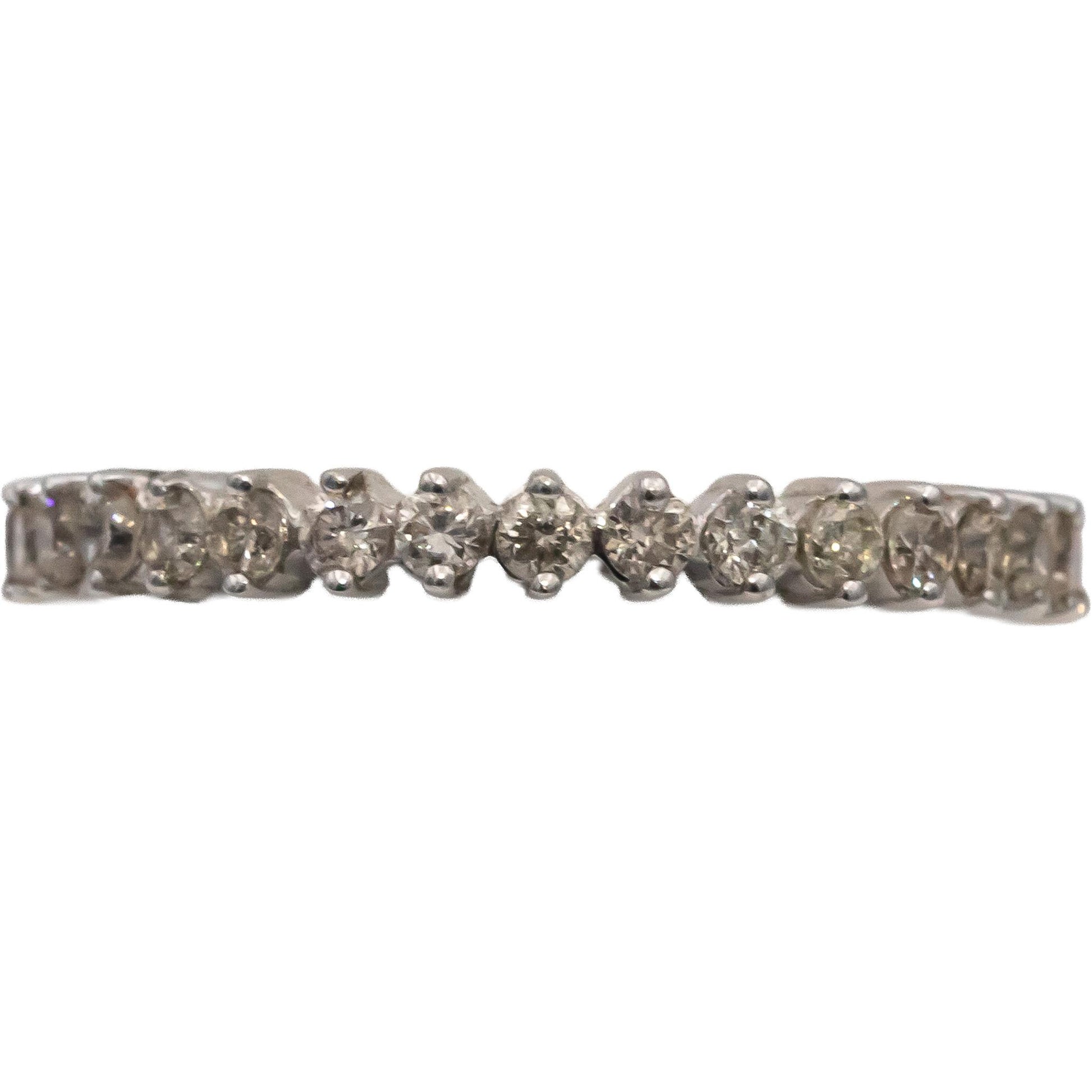 14k White Gold Round Diamond Eternity Band Ring 0.89CT Size 6.5