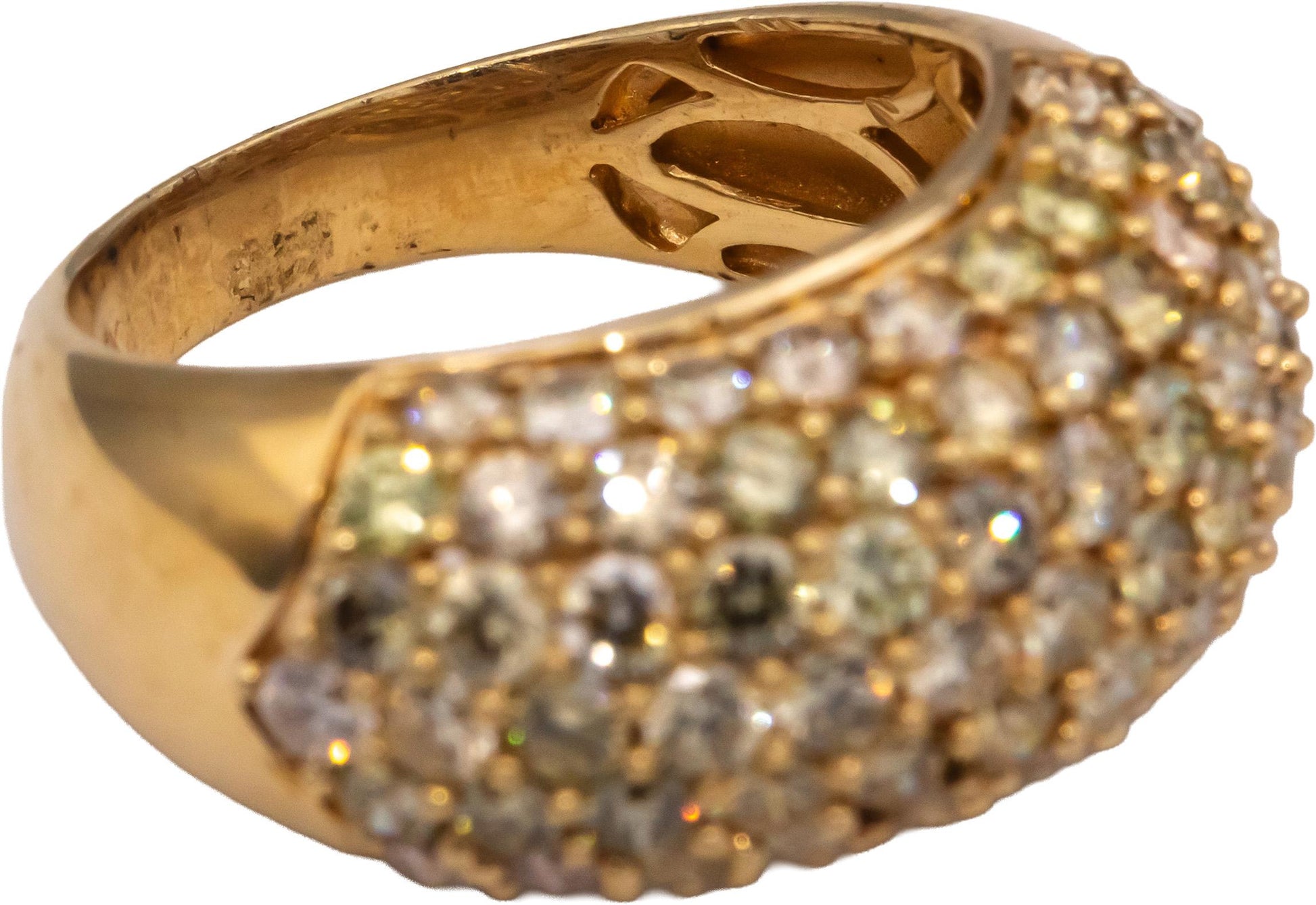 14k Yellow Gold Round Diamond Cluster Dome Ring 2.40CT Size 8