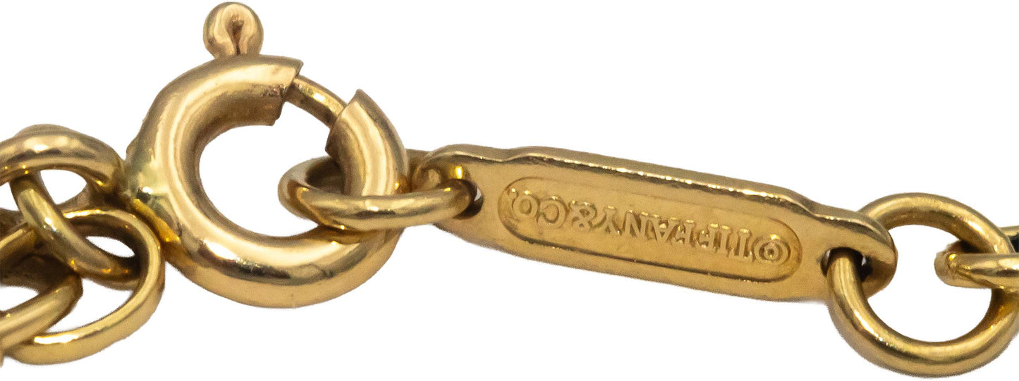 TIFFANY & CO. 18k Yellow Gold Round VS Diamond Padlock Pendant Necklace 0.06CT