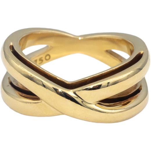 TIFFANY & CO. 18k Yellow Gold Infinity Double Cross Ring Size 5