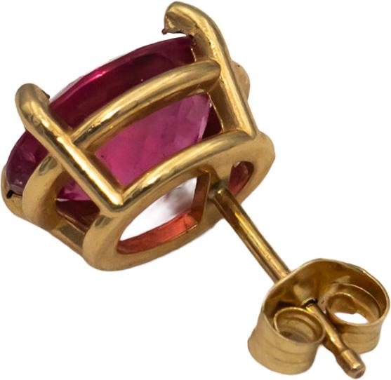 14k Yellow Gold Oval Cut Pink Tourmaline Stud Earrings 3.50CTW