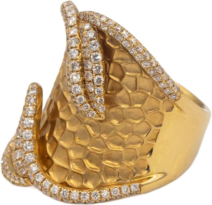 MOUAWAD 18k Yellow Gold VS Round Diamond Floral Cocktail Ring 1.25CT Size 7.25