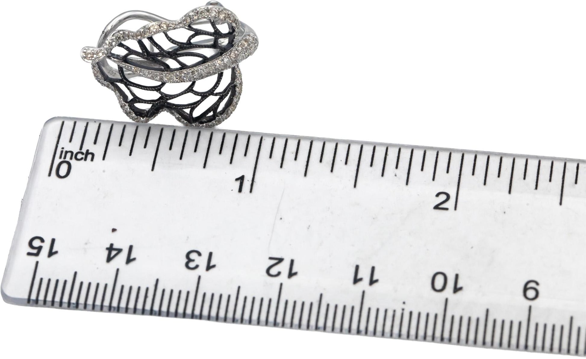 14k White Gold Round Diamond Floral Openwork Leaf Earrings 0.40CTW