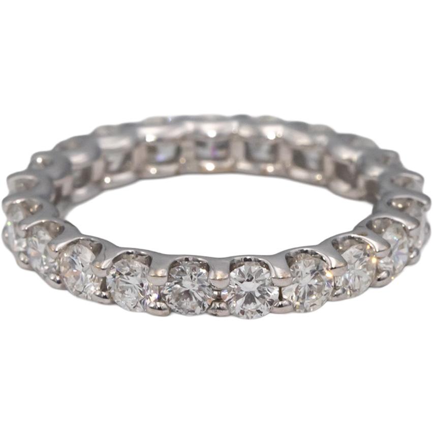 18k White Gold Round Diamond Eternity Band Ring 1.80CT Size 6