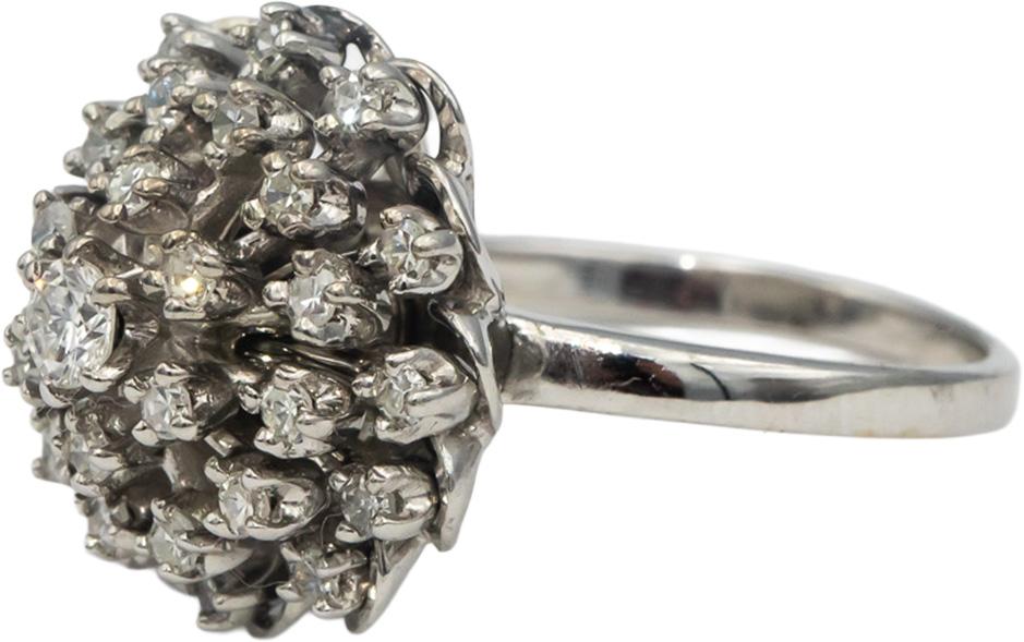 Vintage 18k White Gold VS Diamond Cluster Cocktail Ring 0.75CT Size 8.5