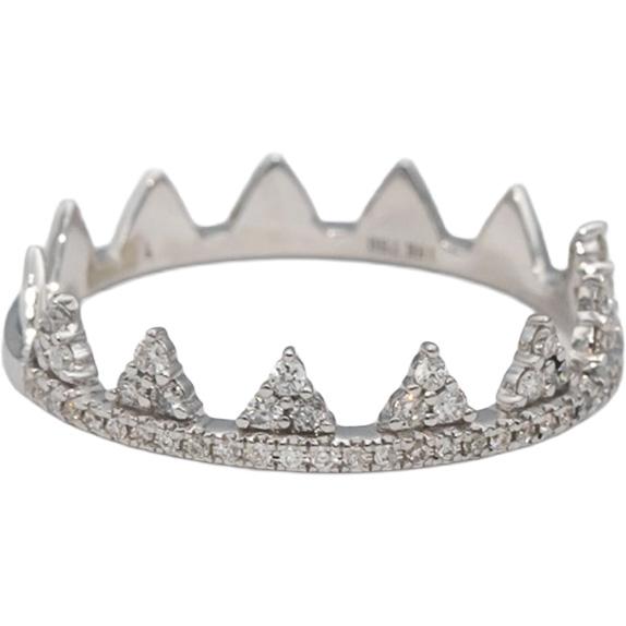 18k White Gold Round Diamond Tiara Band Ring 0.25CT Size 6.75