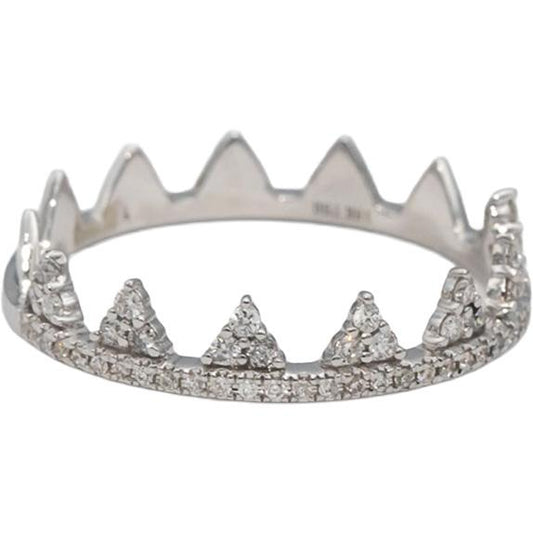 18k White Gold Round Diamond Tiara Band Ring 0.25CT Size 6.75