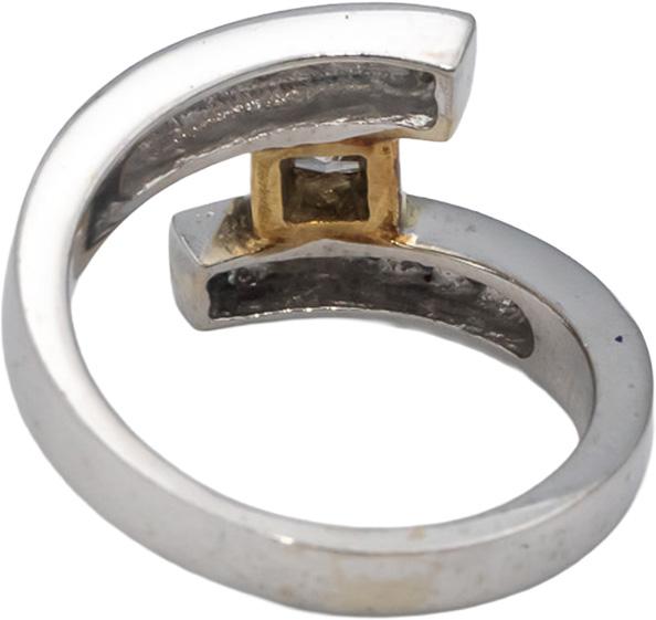 14k White & Rose Gold VS Princess and Round Diamond Bypass Ring 0.50CT Size 7.25