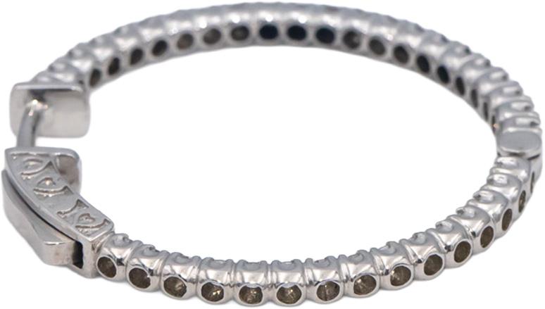 14k White Gold Round Diamond Inside Out Hoop Earrings 1.47CT