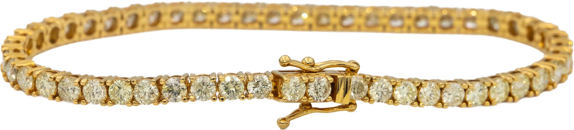 14k Yellow Gold Round Diamond Tennis Bracelet 6.45CT
