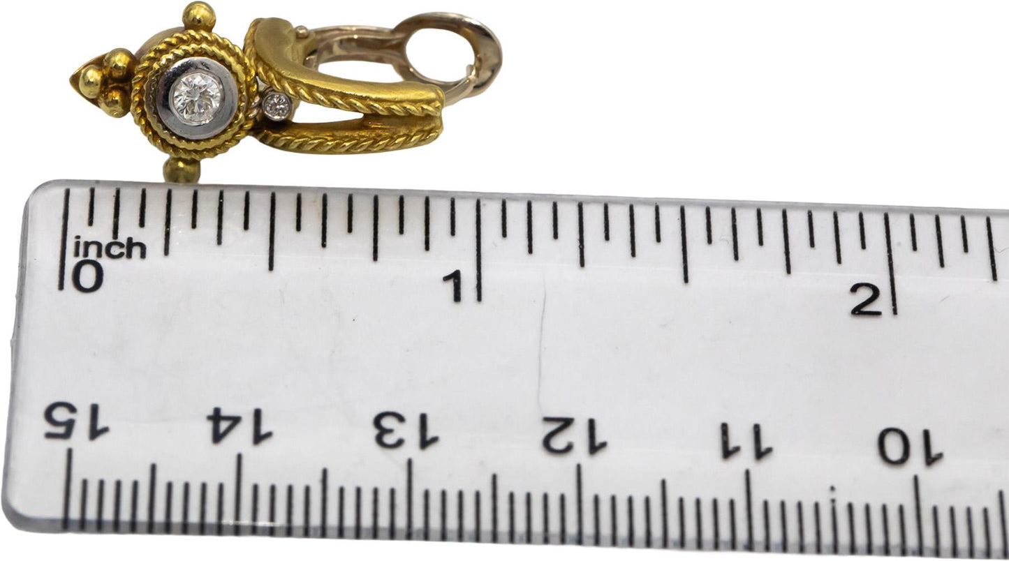 STAMBOLIAN 18k Yellow & White Gold VS Round Diamond Dangle Earrings 0.25CT