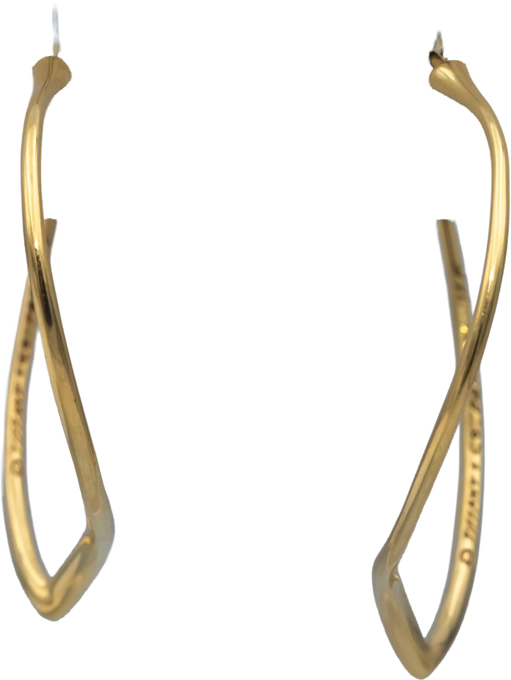 TIFFANY & CO. 18k Gold Elsa Peretti Open Heart Hoop Earrings $6500 Retail