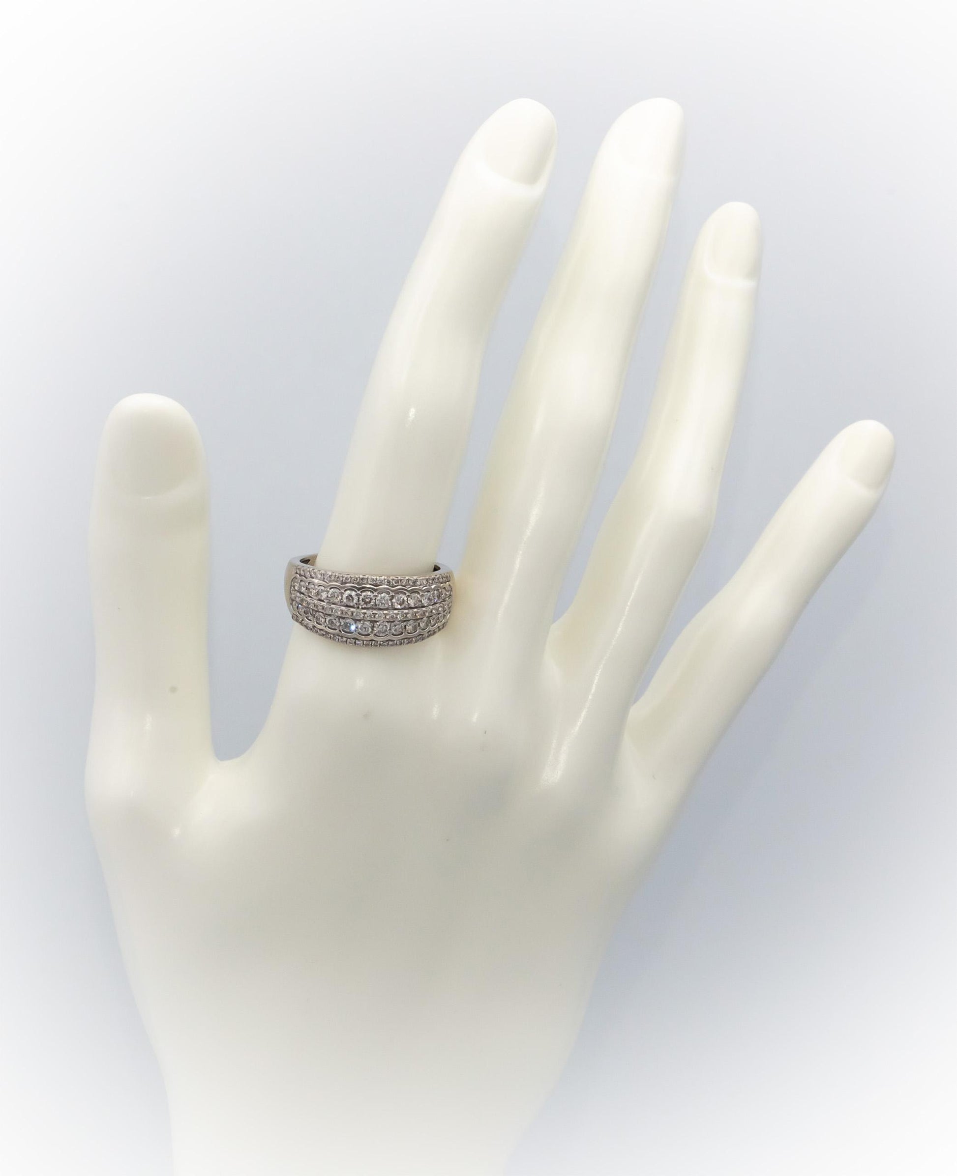 10k White Gold Round Diamond Wide Band Ring 1.0CT Size 8.5