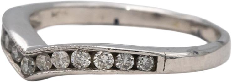 14k White Gold Channel Set Diamond Wishbone Chevron Band Ring 0.15CT Size 6.25