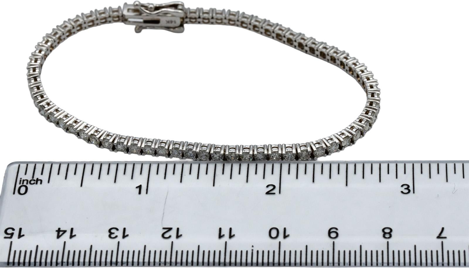 14k White Gold Round Diamond Tennis Bracelet 3.43CT