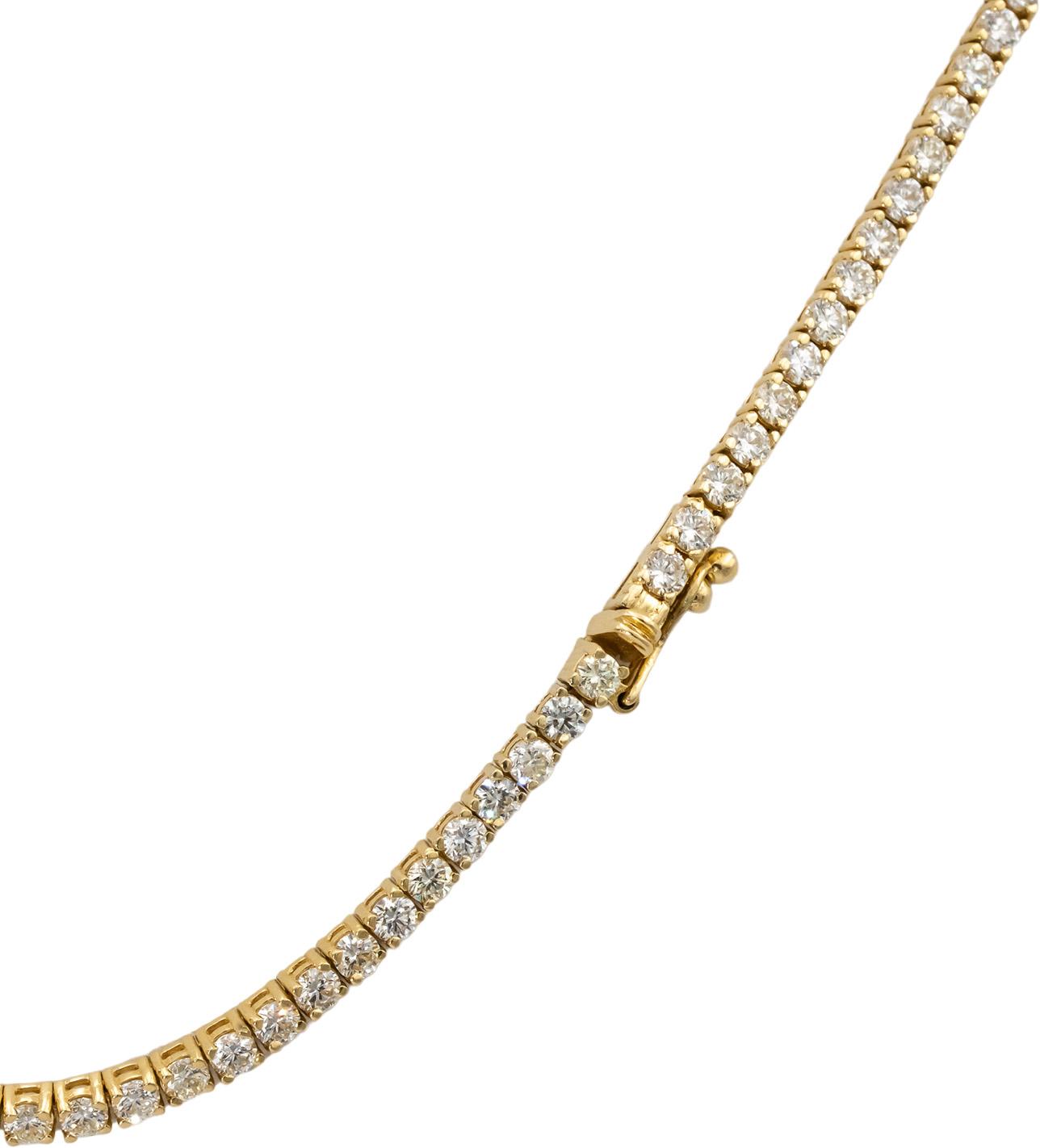 14k Yellow Gold VS Round Diamond Tennis Necklace 9.08CT