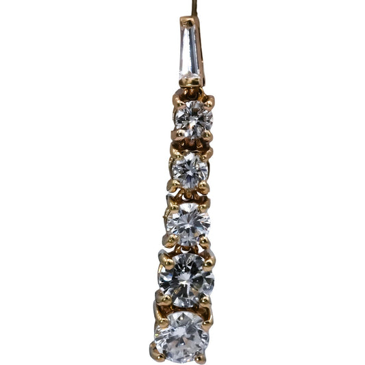 14k Yellow Gold VS Round & Baguette Cut Diamond Dangle Earrings 2.50CT