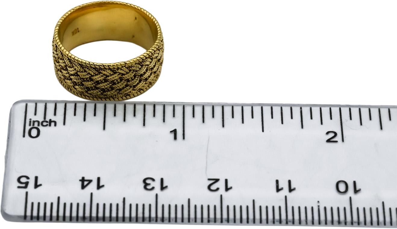 TIFFANY & CO. 18k Yellow Gold Vintage Woven Mesh Wedding Band Ring Size 5