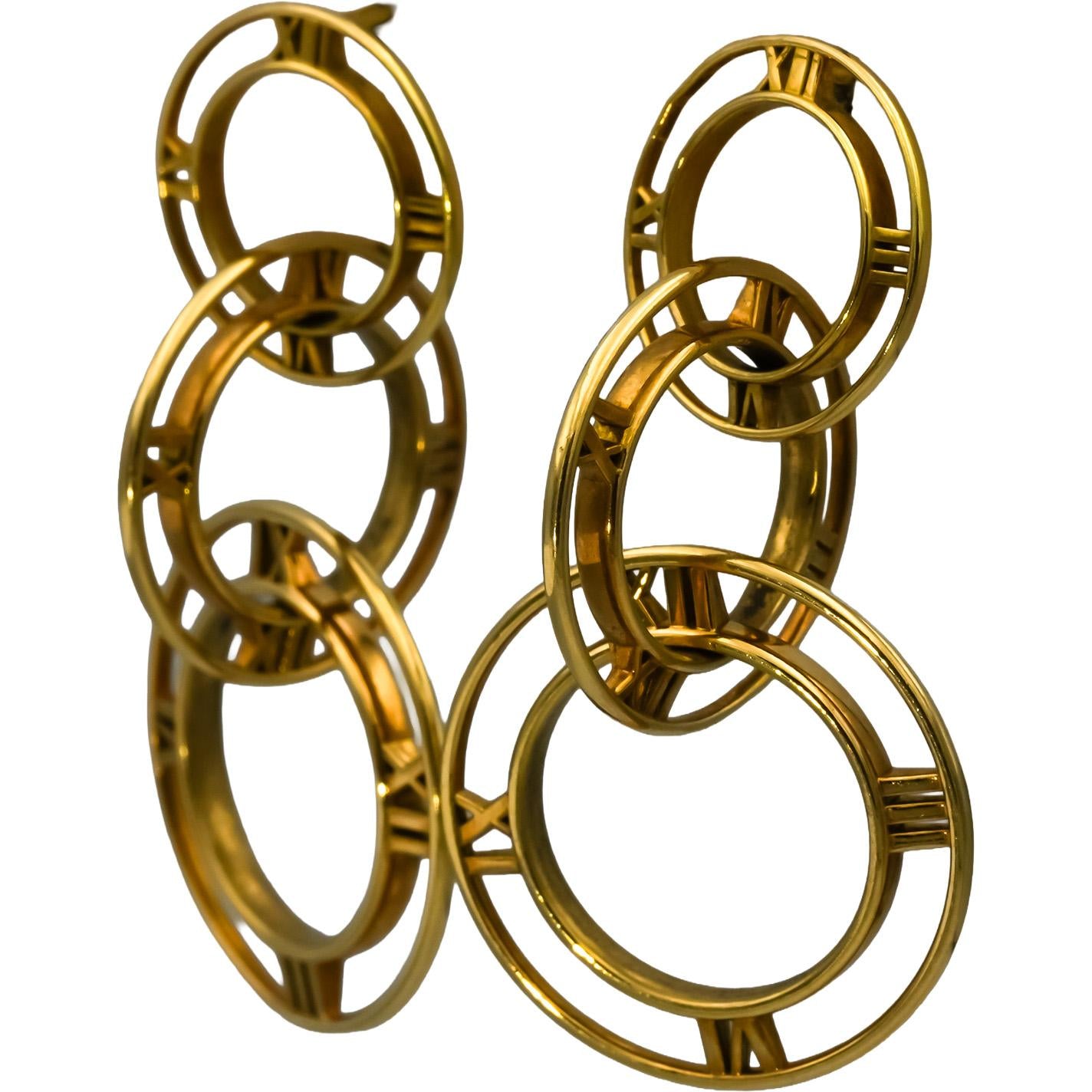 TIFFANY & CO. 18k Yellow Gold Atlas Triple Drop Dangle Earrings