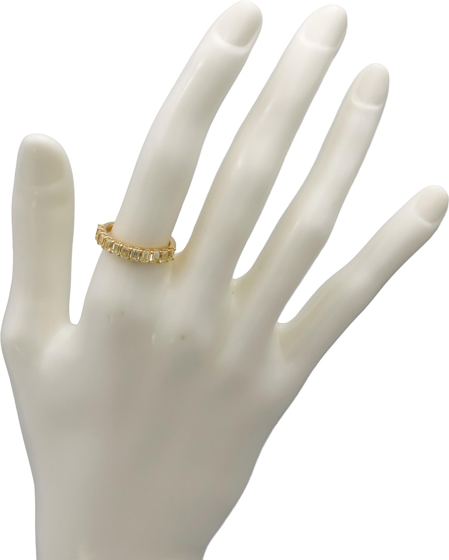 14k Yellow Gold VS Light Yellow Emerald Cut Diamond Band Ring 1.81CT Size 6