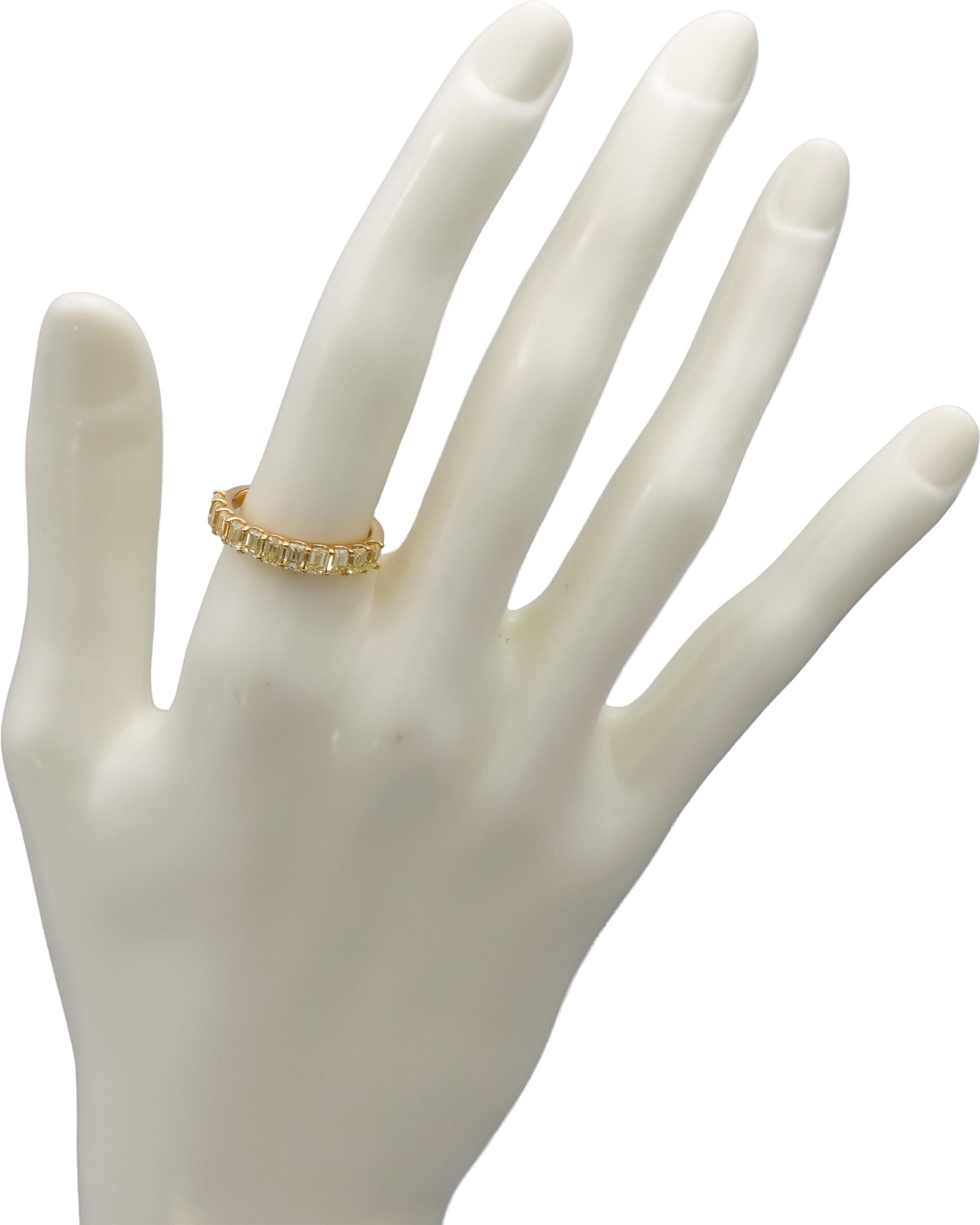 14k Yellow Gold VS Light Yellow Emerald Cut Diamond Band Ring 1.81CT Size 6