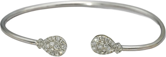 14k White Gold VS Round Diamond Cuff Bracelet 0.50CT