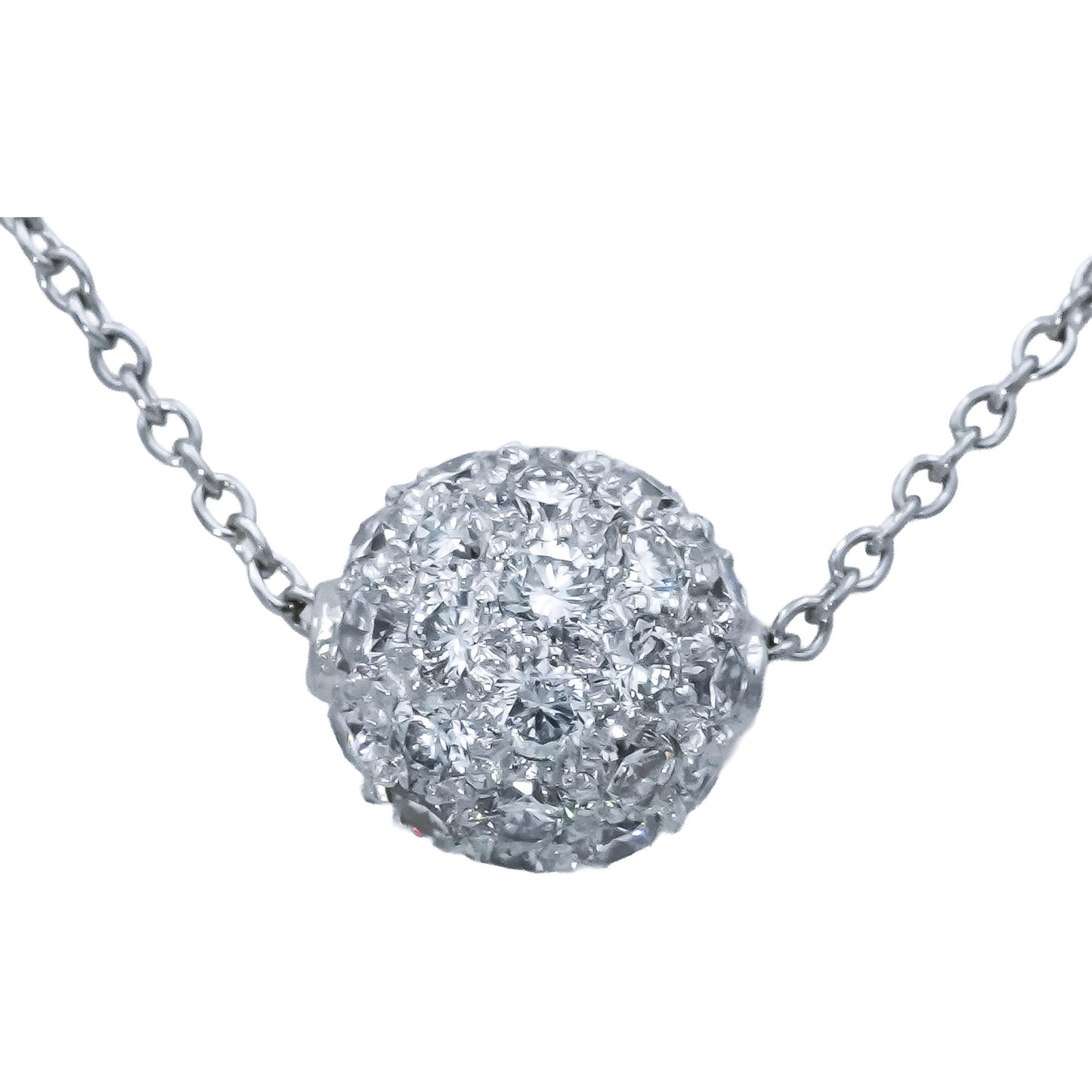 TIFFANY & CO. Platinum VS Round Diamond Cluster Pave Ball Pendant Necklace .90CT