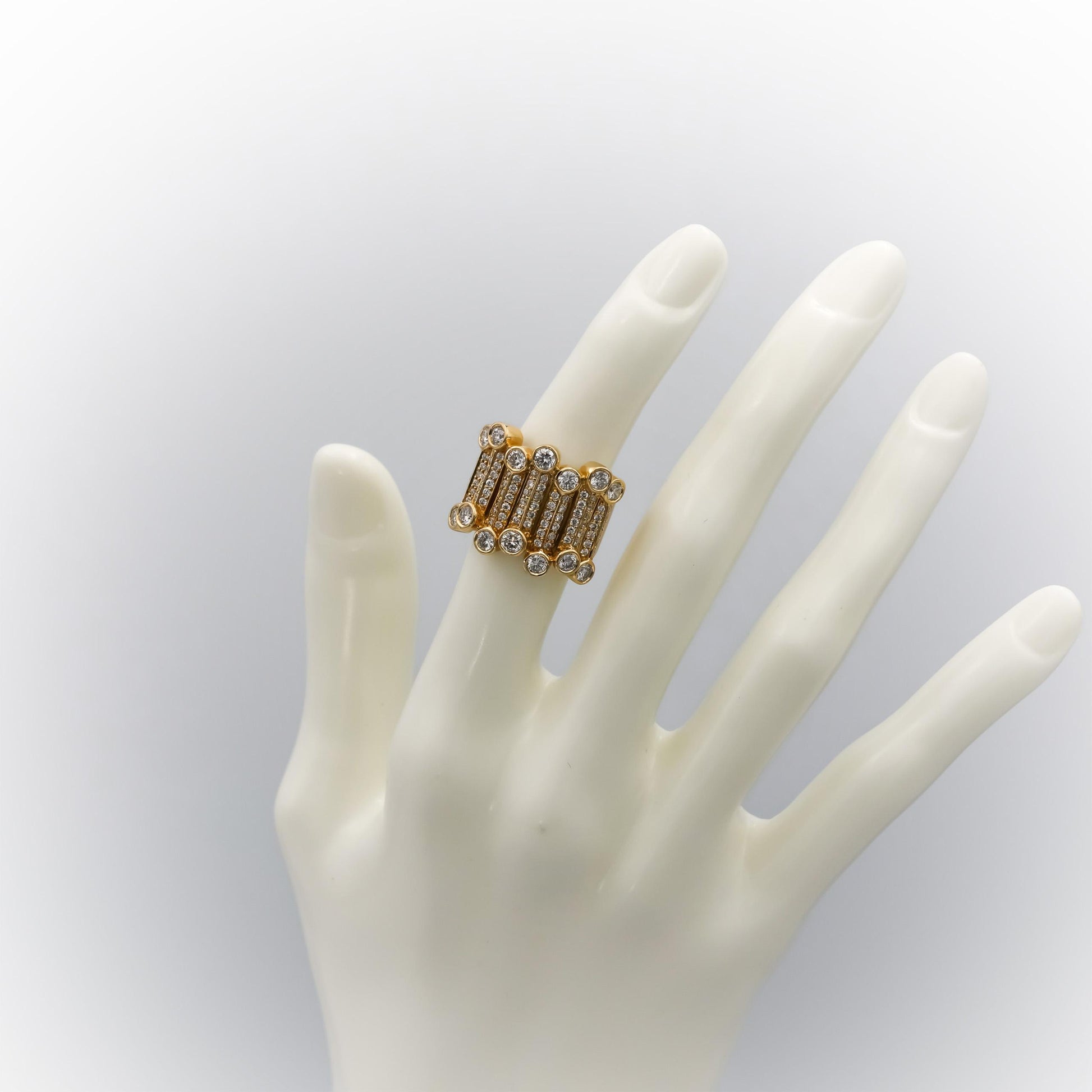 SONIA B. 14k Yellow Gold VS Round Diamond Cocktail Ring 2.0CT Size 5.25