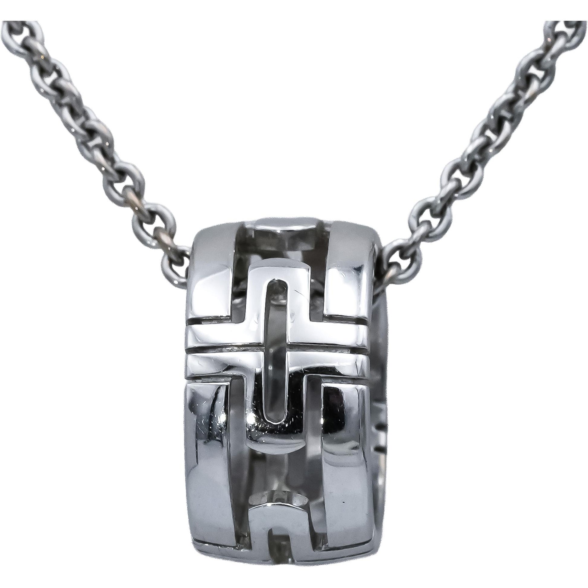 BVLGARI 18k White Gold Parentesi Pendant Necklace