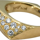 14k Yellow Gold Blue Sapphire & Diamond Pave Geometric Ring 1.0CTW Size 7.75