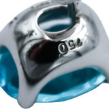 18k White Gold Oval Cut Blue Topaz Stud Earrings