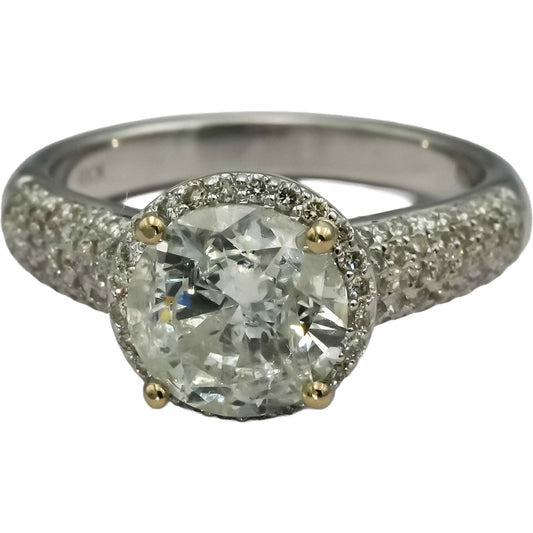 18k White Gold Round Diamond Engagement Ring 2.75CT w/ 2.25CT Center Size 6.75