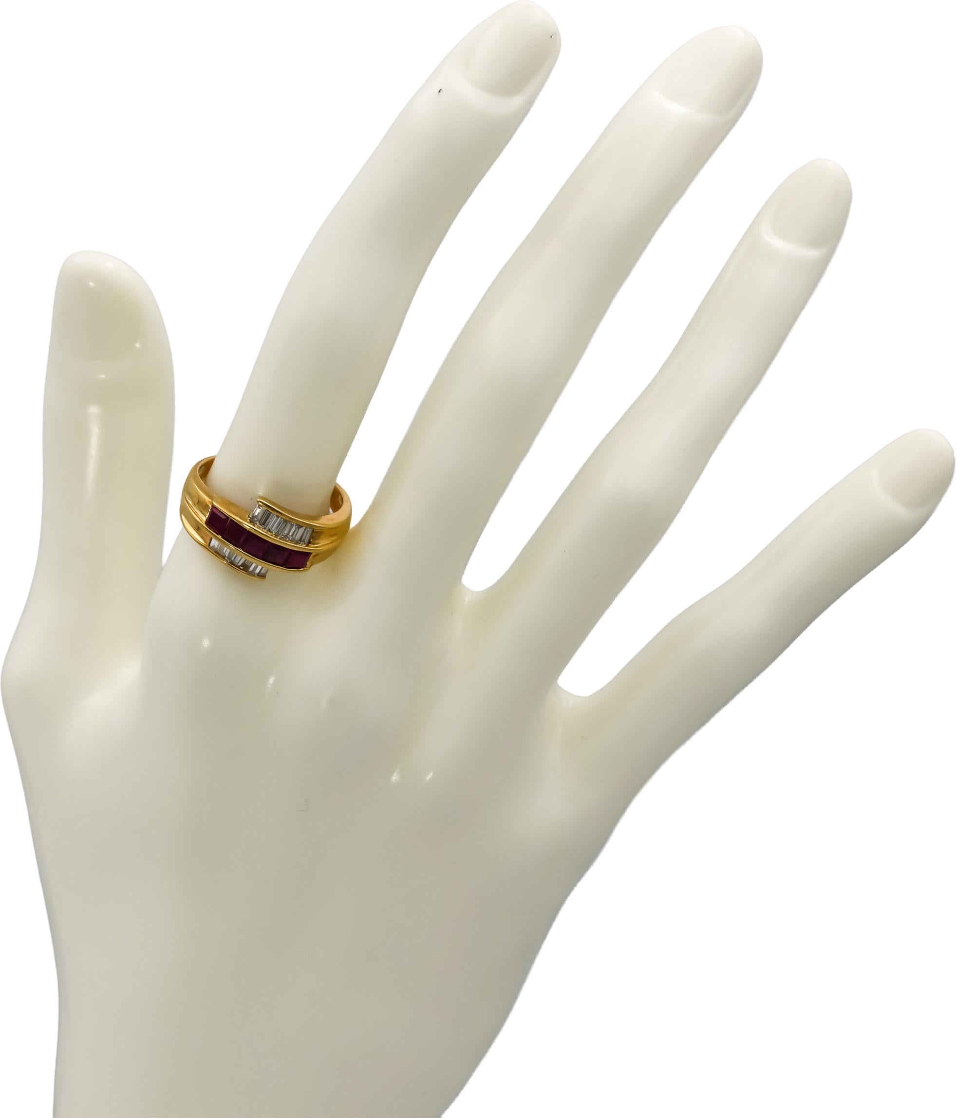 18k Yellow Gold VS Diamond and Ruby Band Ring 1.50CT Size 7.5