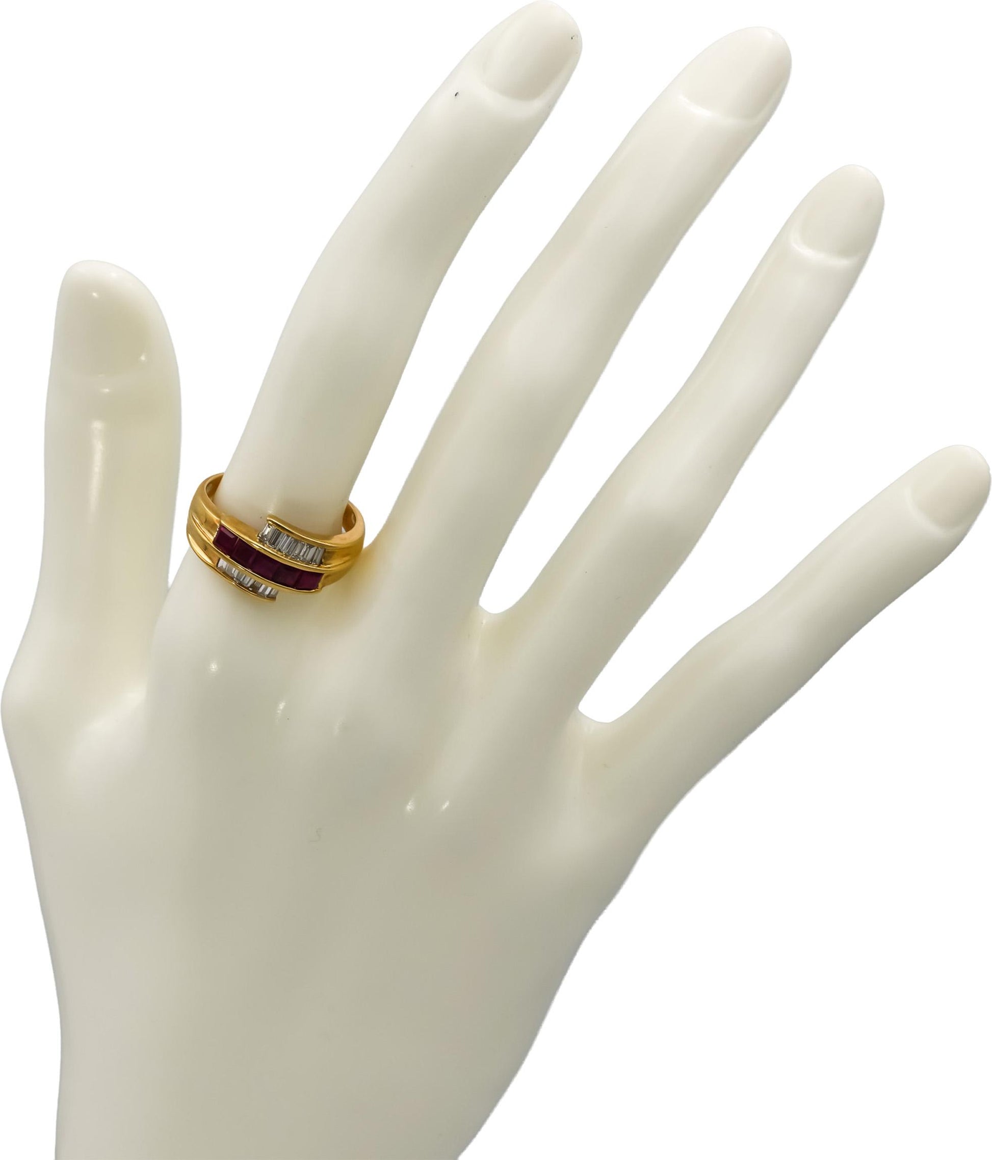 18k Yellow Gold VS Diamond and Ruby Band Ring 1.50CT Size 7.5