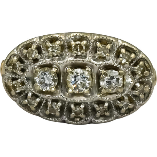 Vintage Antique 14k Yellow & White Gold Diamond Cocktail Ring 0.50CT Size 5.5