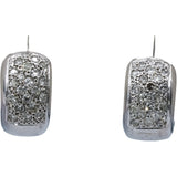 14k White Gold Round Pave Diamond Huggie Hoop Earrings 1.20CT
