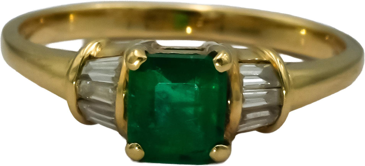 14k Yellow Gold VS Diamond and Emerald Cocktail Ring 1.0CT Size 5.25