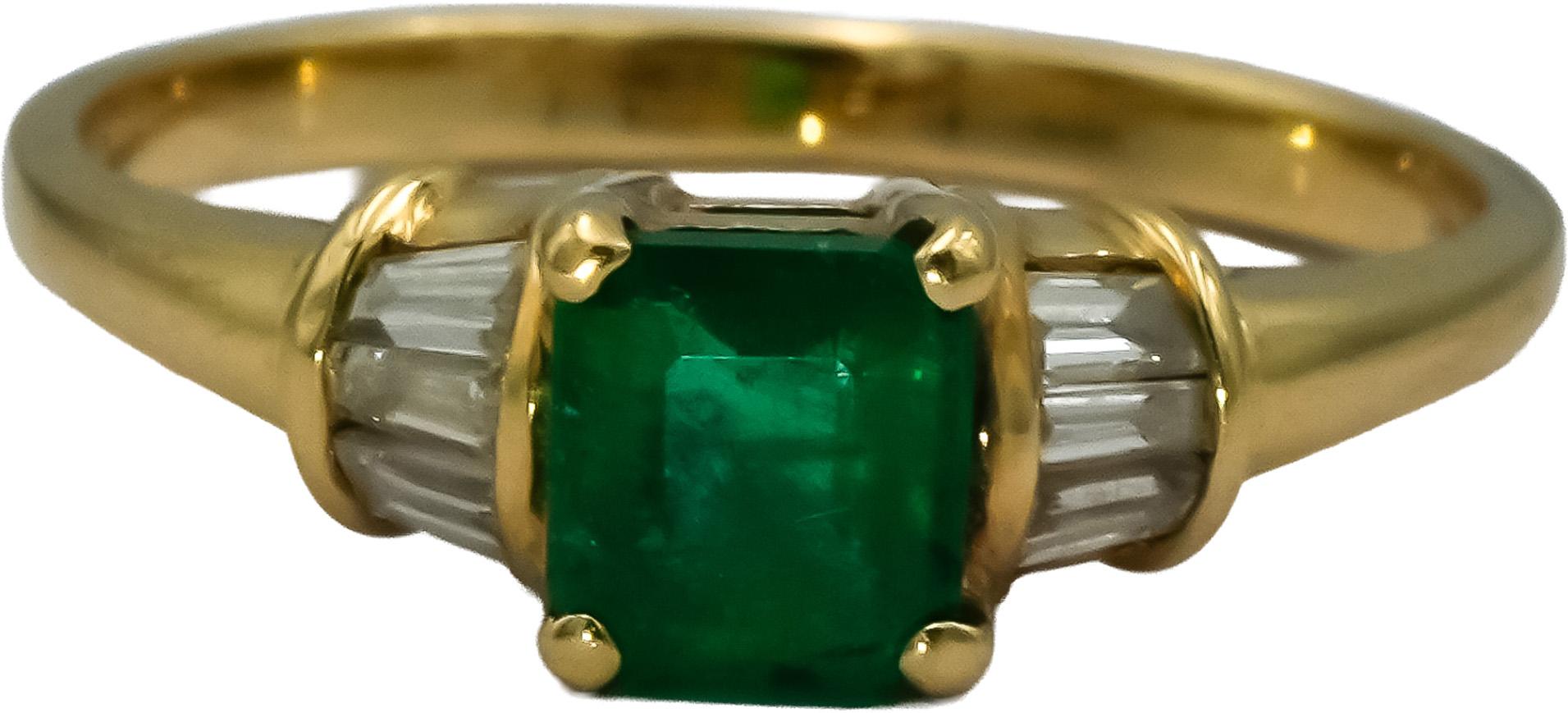14k Yellow Gold VS Diamond and Emerald Cocktail Ring 1.0CT Size 5.25