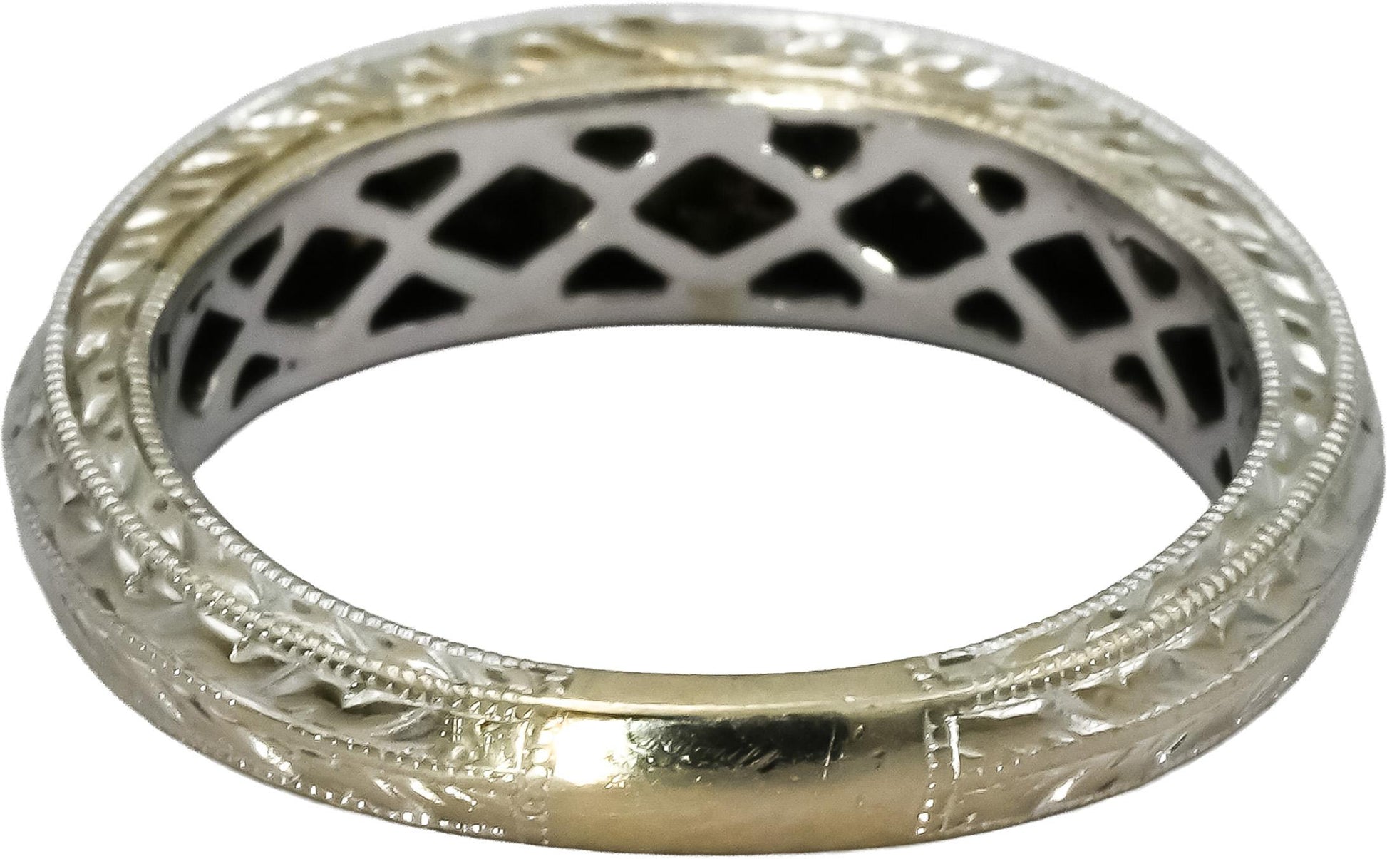 14k White Gold VS Round Diamond Filigree Band Ring 0.50CT Size 7