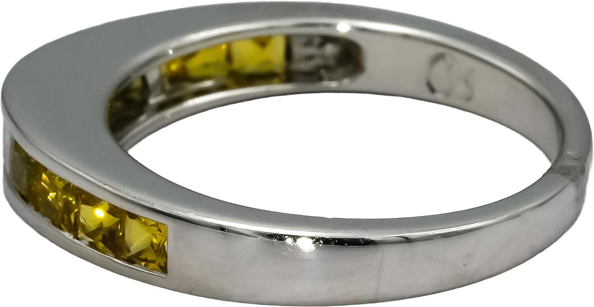 18k White Gold VS Diamond and Yellow Sapphire Band Ring 1.0CT Size 7