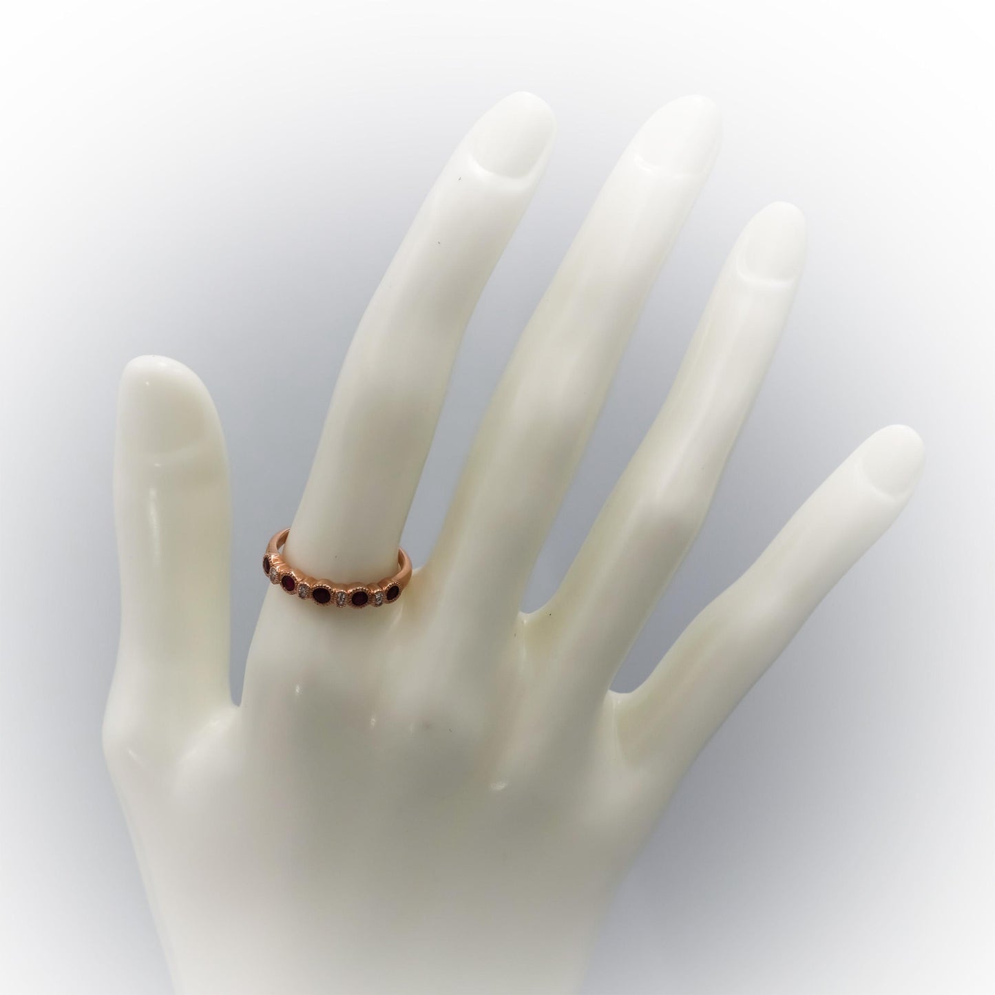 10k Rose Gold Diamond and Ruby Band Ring 0.39CT Size 7