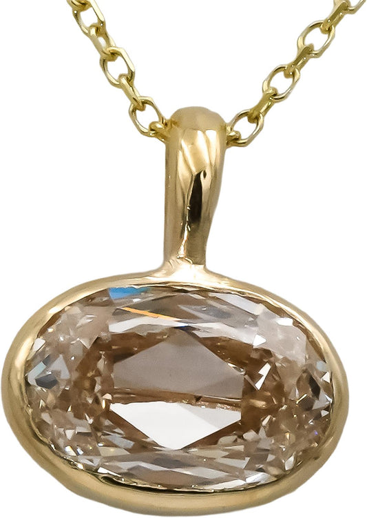 GIA 14k Yellow Gold SI1/O-P Oval Cut Diamond Solitaire Pendant Necklace 1.51CT