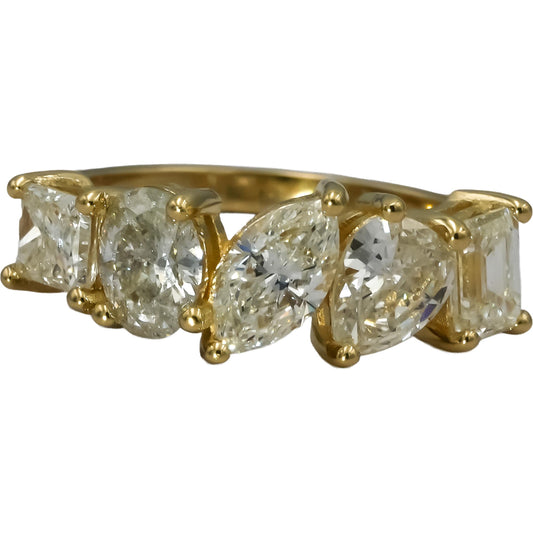 14k Yellow Gold Oval Emerald Pear Marquise Princess Diamond Ring 2.08CT Size 7