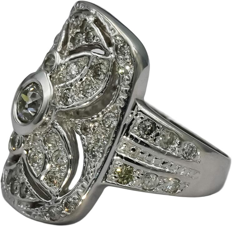 Vintage 14k White Gold Old Euro and Single Cut Diamond Ring 1.0CT Size 7