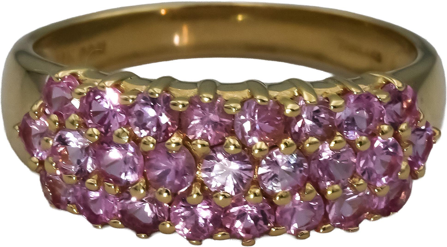 14k Yellow Gold Pink Topaz Pave Band Ring 1.50CT Size 8