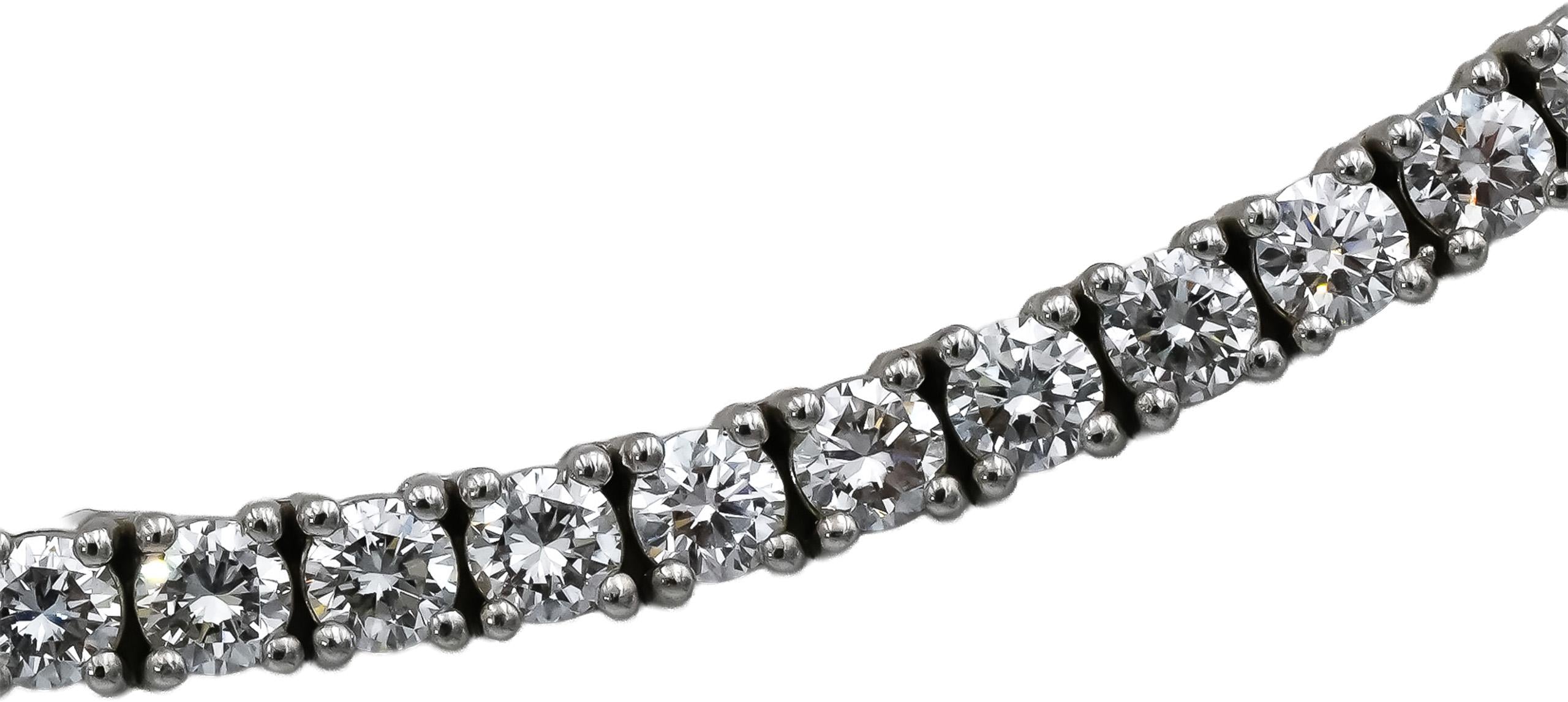 14k White Gold VS Round Lab-Grown Diamond Tennis Necklace 9.97CT