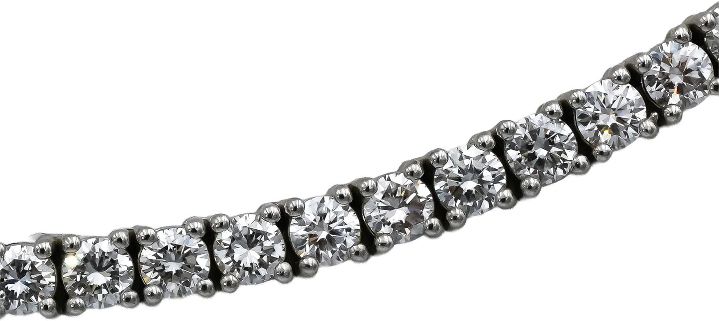 14k White Gold VS Round Lab-Grown Diamond Tennis Necklace 9.97CT