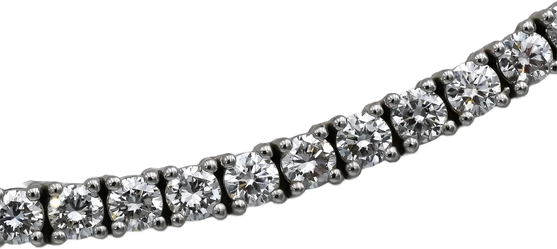 14k White Gold VS Round Lab-Grown Diamond Tennis Necklace 9.97CT