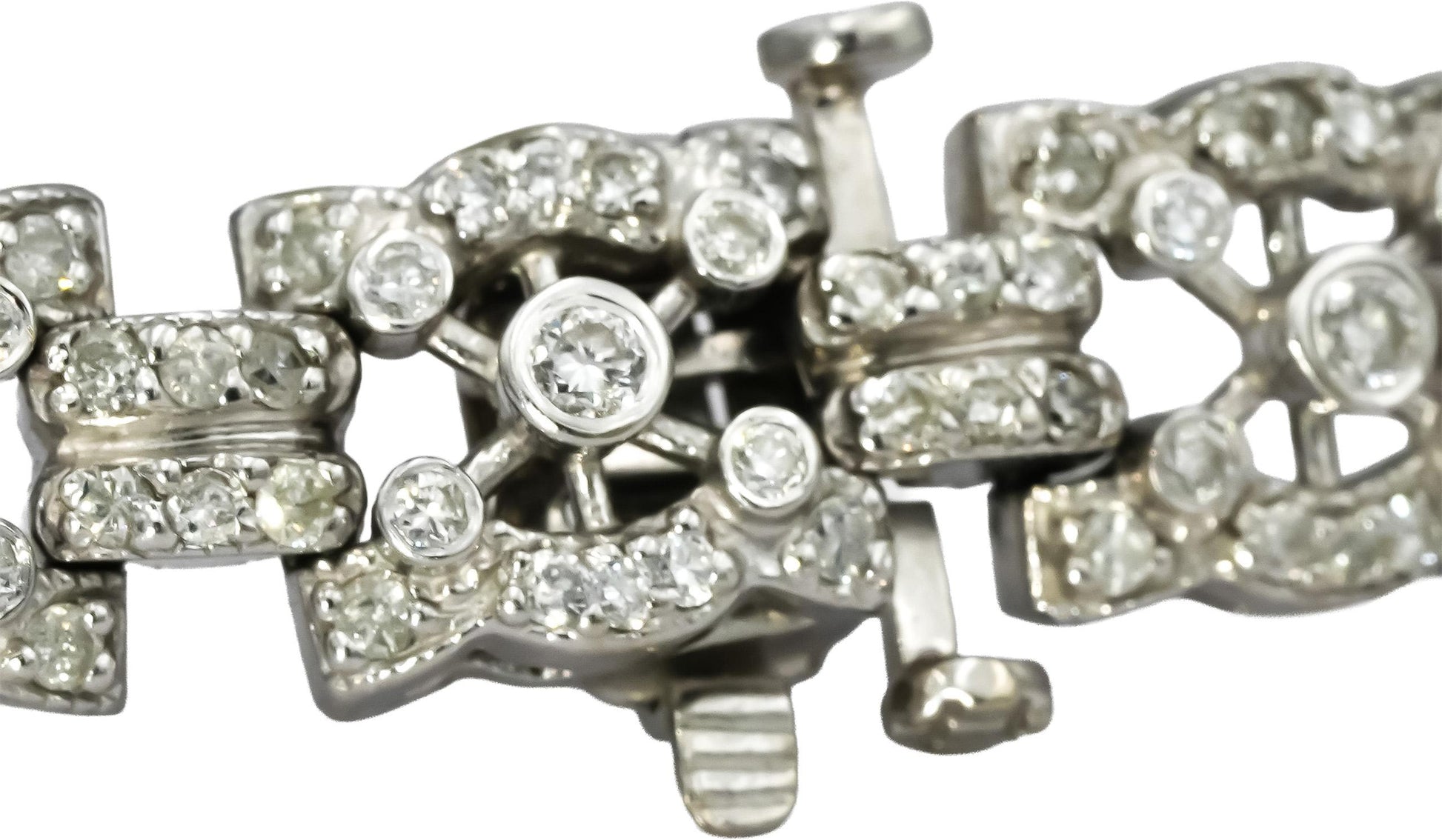 14k White Gold Round Diamond Fancy Link Bracelet 3.0CT