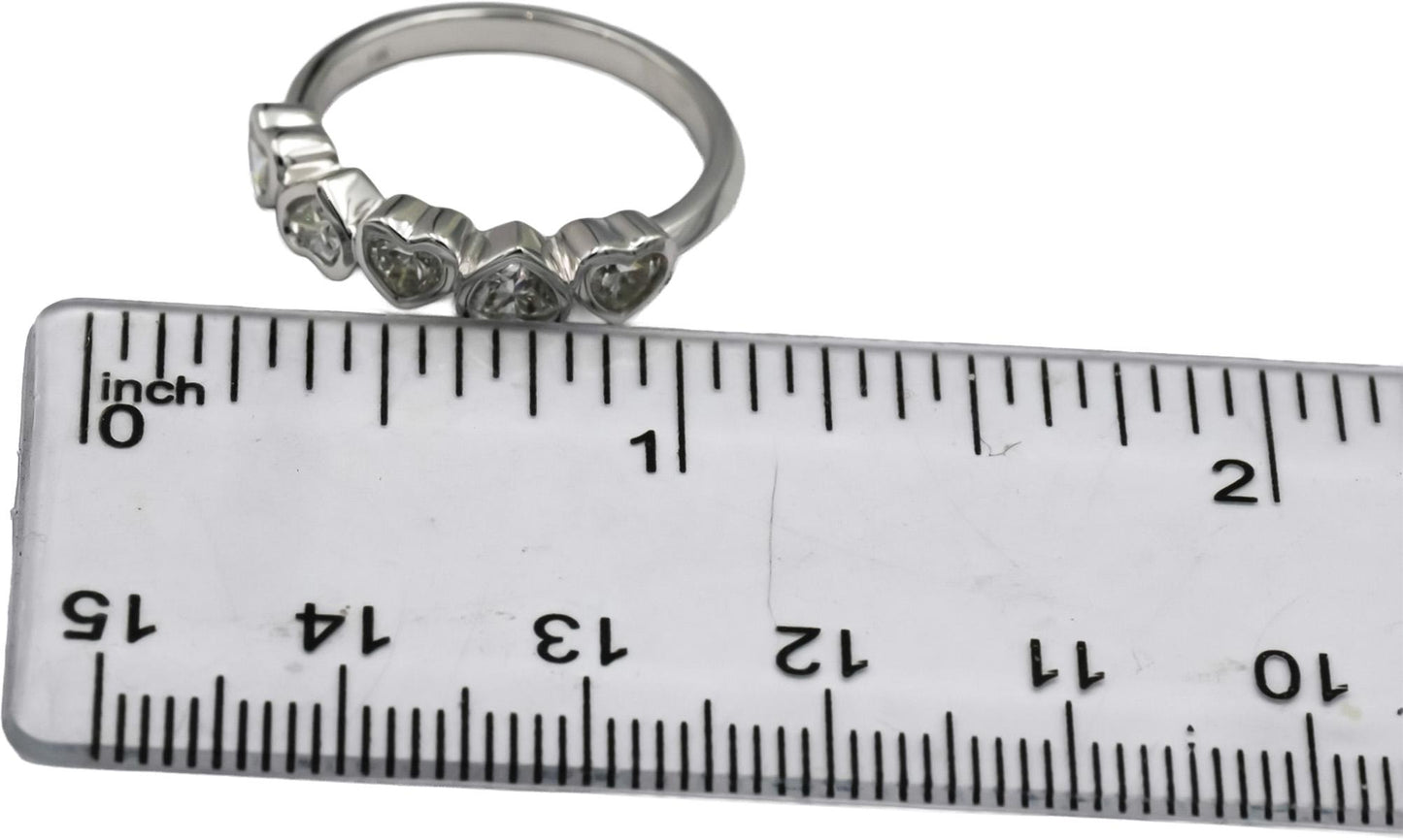 14k White Gold Heart Cut VS Diamond Five Stone Band Ring 0.75CT Size 7